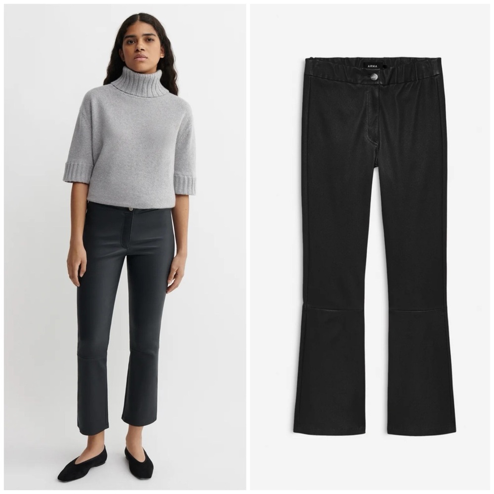 ARMA LIVELY Suede Kick-flare Legging pant Black US 8
